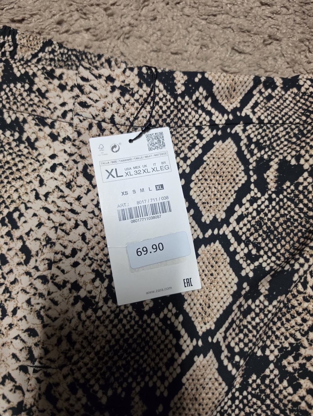 Zara Women's Python Snake Print Flareleg Trousers XL - Picture 8 of 8